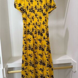Michael Kors Yellow Dress with Black Floral Design